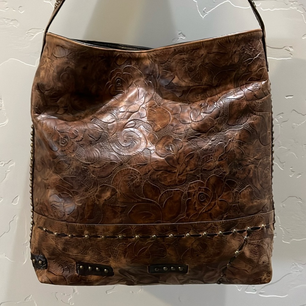 NEW JUAN ANTONIO tooled hides purse in studded finish